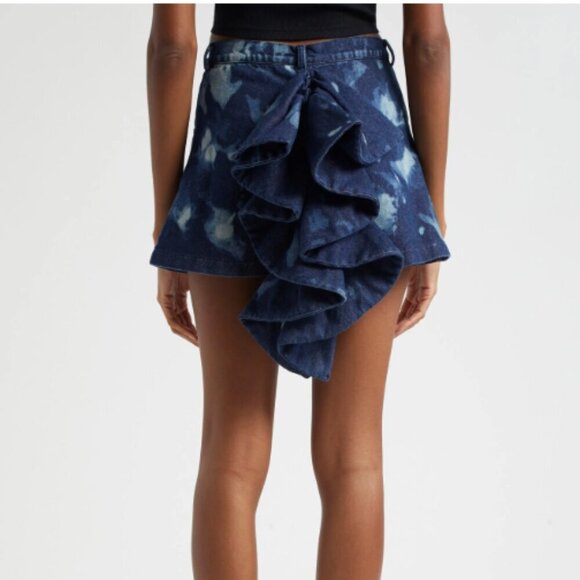 Oríré Bubi Denim Ruffle Mini Skirt Unique Designer Sustainable Nigerian African - Picture 2 of 9